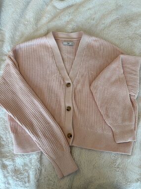 TNA V-Neck Chunky Knit Cardigan - Light Pink